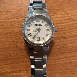 Women’s Fossil Watch with Crystal Border